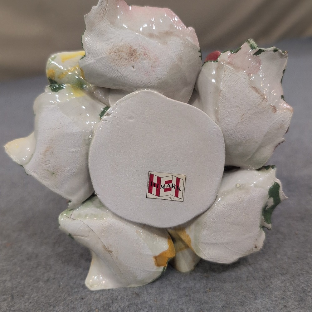 Himark Italy Ceramic Floral Figurine Rose Candle Holder Hand Painted Vintage - Picture 6 of 10